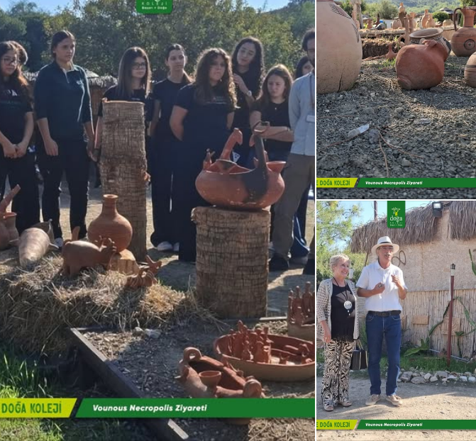 Girne Doğa Koleji 9. sınıf Art öğrencilerimiz, Çatalköy’de bulunan Vounous Necropolis’i ziyaret etti. Rauf Ersenal’in rehberliğinde Vounous’un tarihini ve hikâyesini dinleyen öğrencilerimiz, değerli yazar ve şair Ayşe Tural ile de keyifli bir sohbet gerçekleştirdi.