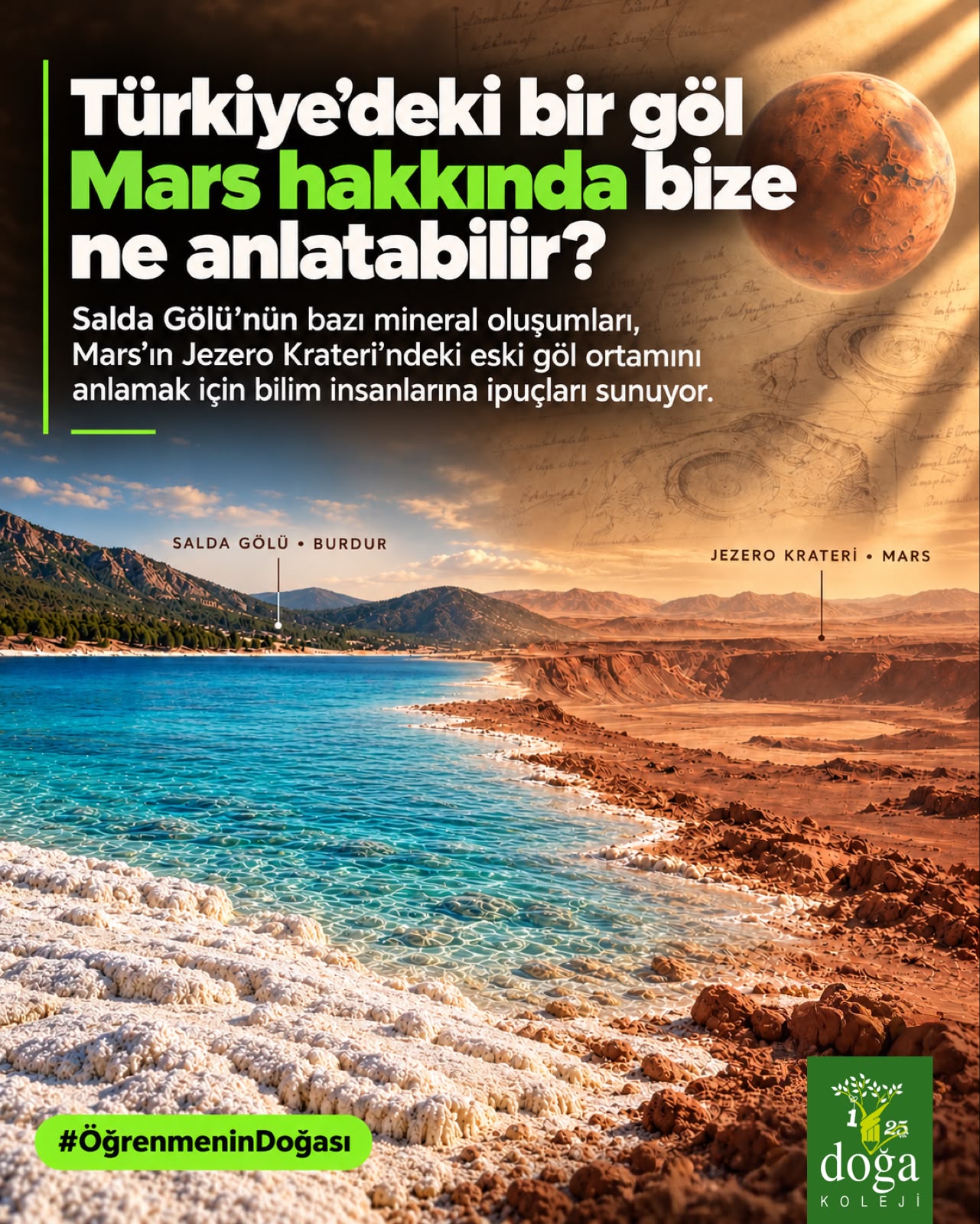 Mars’a uzanan bir merak, Salda Gölü kıyısında başlayabilir. 🔍