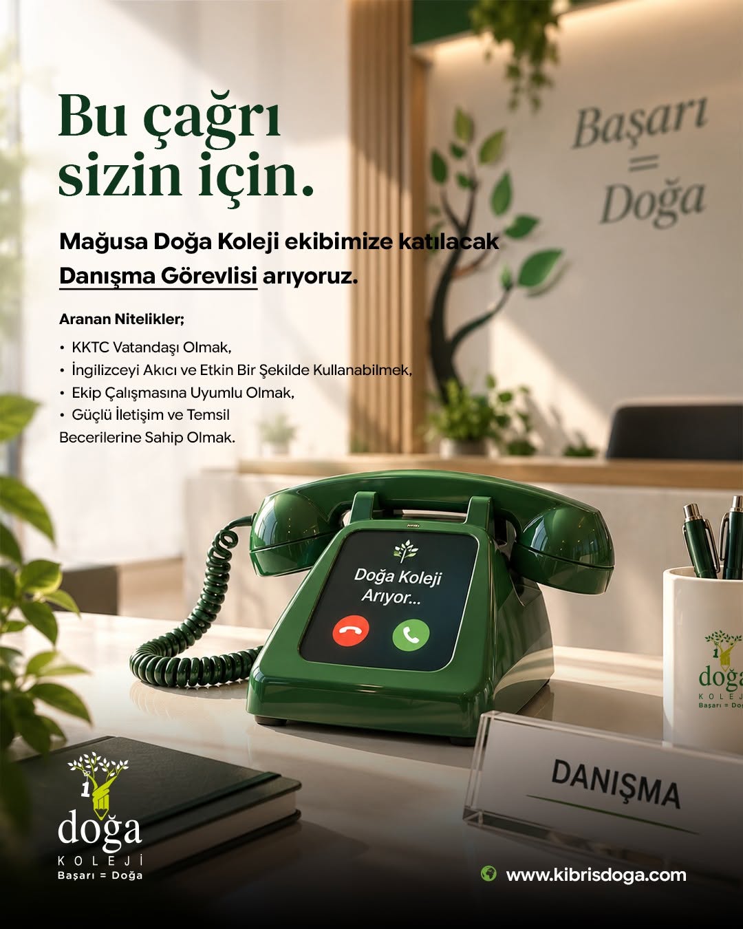 Mağusa Doğa Koleji ekibimize katılacak Danışma Görevlisi arıyoruz.